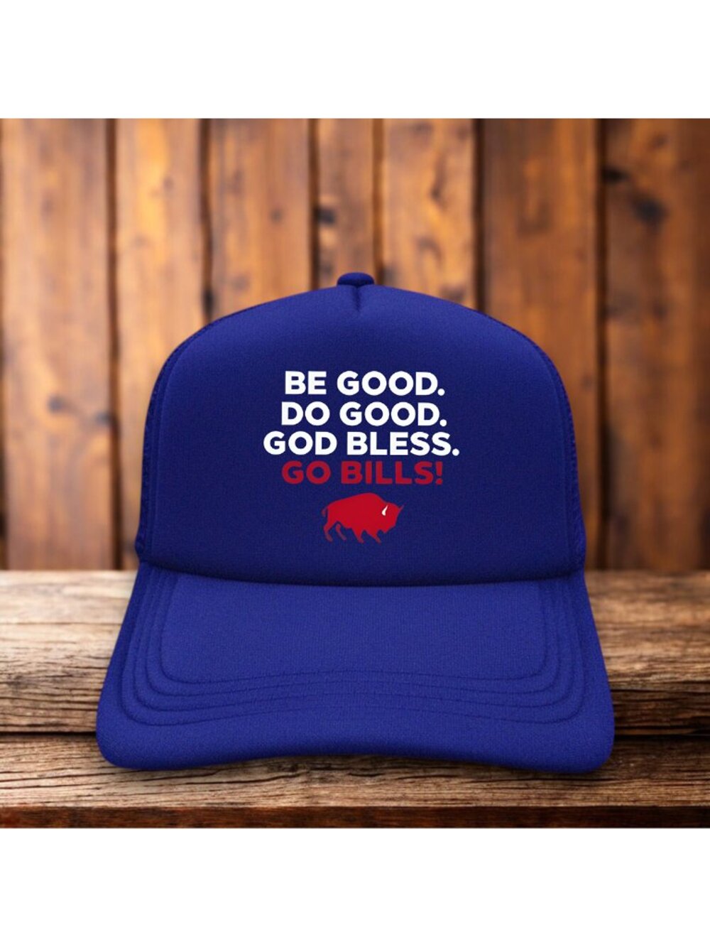Buffalo Bills Mens Trucker Hat Navy Be Good Do Good Go Bills! Football Cap